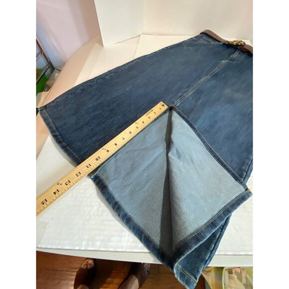 Lena Jeans Y2K Blue Demin Maxi Skirt with Gem Belt and Front Slit Women's 8 NWOT - Picture 10 of 10